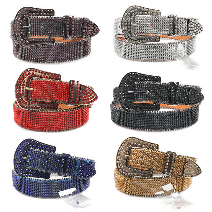 Inspired Designer Belts Strap With Sparkles Leather Shiny White Rhinestone Bling Bling Beaded Belts - 图片 4