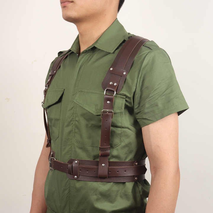 Custom Clubwear Costume Tops Chest Body Bondage Adjustable Punk Chest Belt Rave Costume Sexy BDSM Leather Harness Belt Man - 图片 5