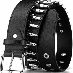 Custom Metal Punk Rock Rivet Belt With Bright Pyramid Studded Personalized Black PU Leather Belts for Hip Hop Women Men Jeans