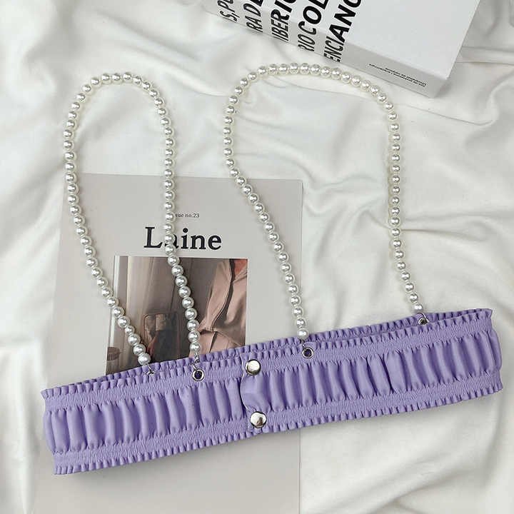 Personalized Leather Dress Shirt Suspender Belt New Fashion Designer Elastic Wide Underbust Pearl Corset Belts for Young Girls - 图片 2