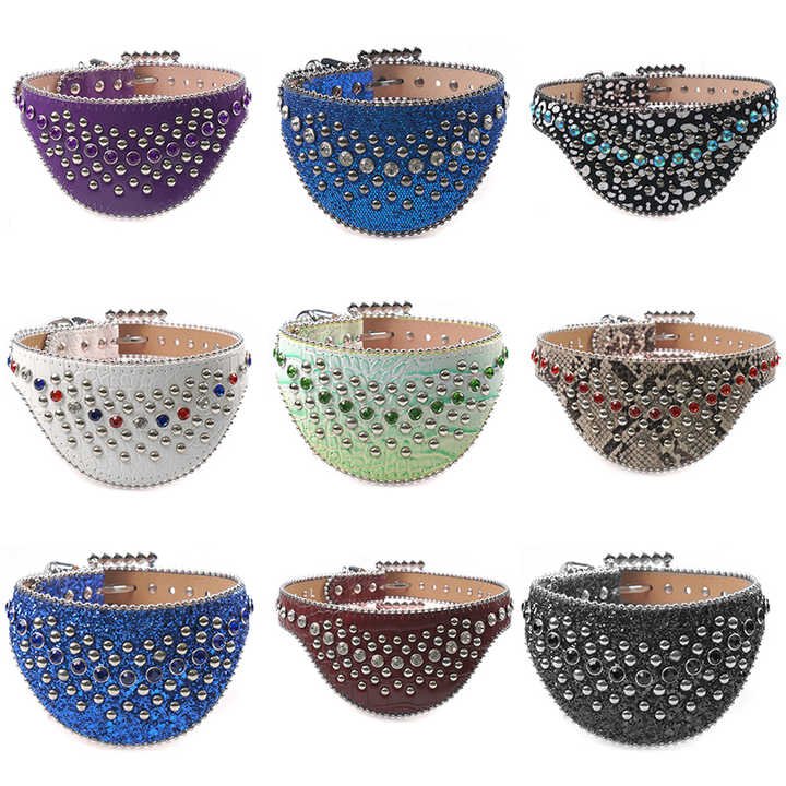 Designer Hot Sale Leather Rhinestone Pet Collar Jewelry Necklace Bling Bling Puppy Accessories PU Leather Pets Chocker - 图片 3