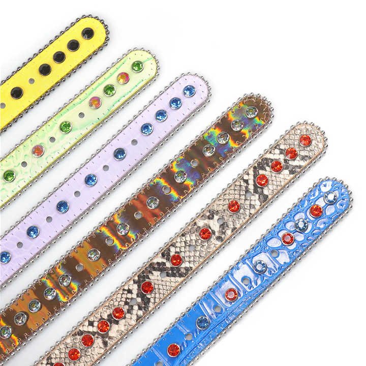 Hot Sale Padded Leather Dog Collar Round Puppy Collar Designer Bling Bling Diamond PU Leather Rhinestone Dog Collar - 图片 6