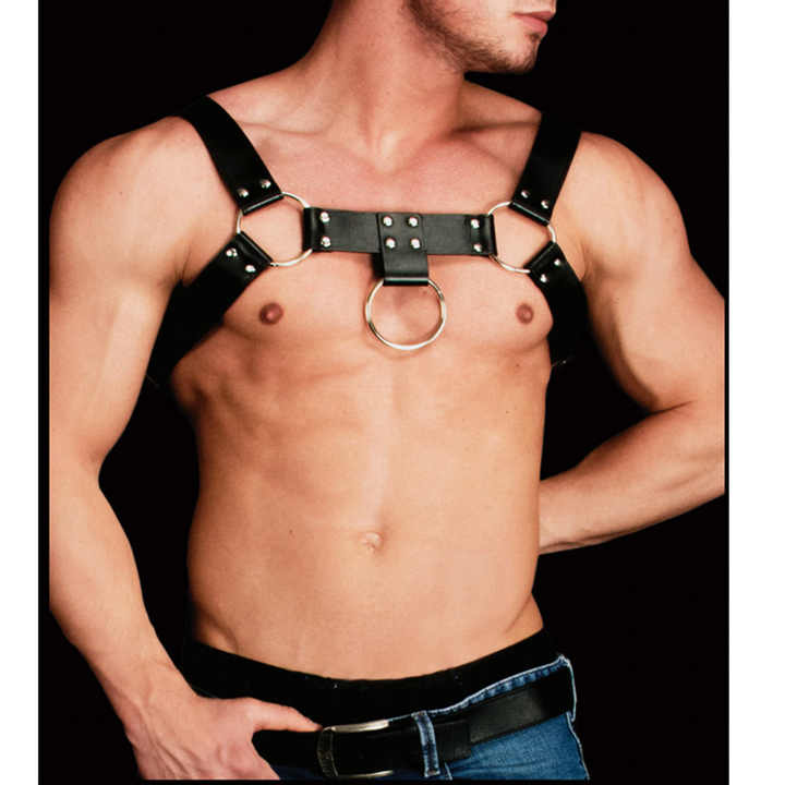 2023 New Fashion Sexy Black Bondage Chastity Belts Rave Costumes PU Leather Body Harness Belt for Man - 图片 6