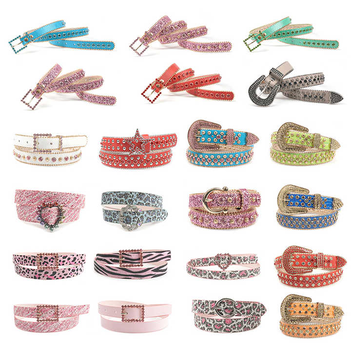 Custom Logo Diamond Dog Bark Collar Leather Strap Accessories Bling Bling Violet Rhinestone Leather Pet Collar BB Belts - 图片 2