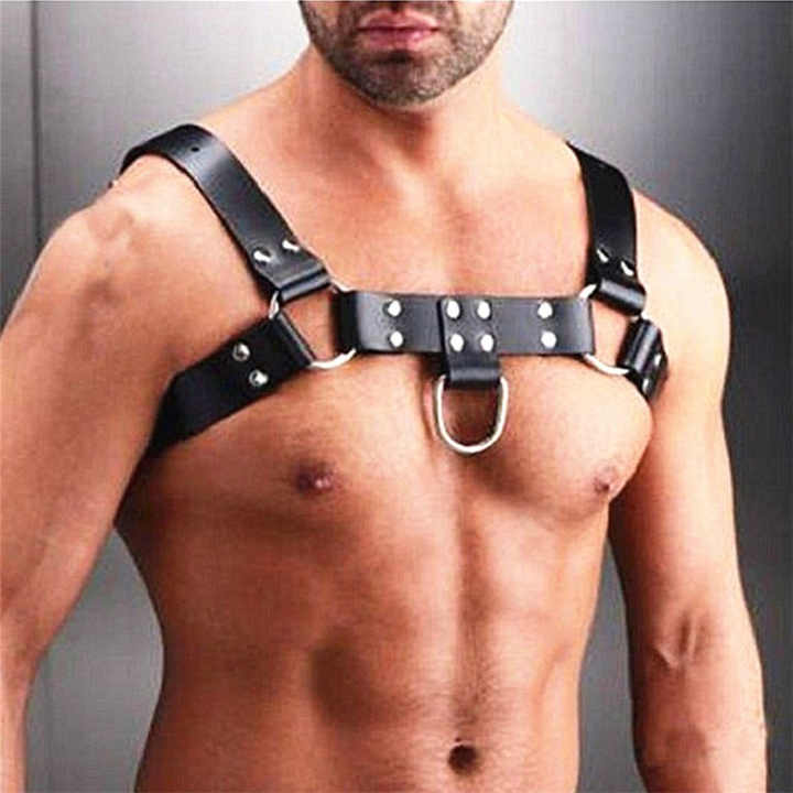 2023 New Fashion Sexy Black Bondage Chastity Belts Rave Costumes PU Leather Body Harness Belt for Man - 图片 5