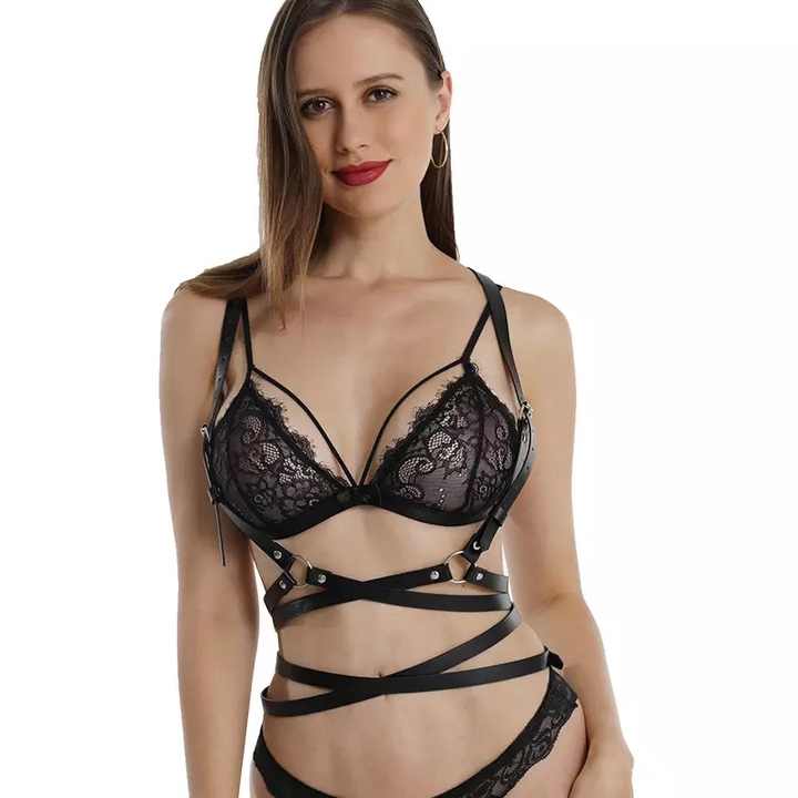 Fashion Leather Harness Women Erotic Lingerie Body Bondage Restraint Chest Harness Cage Bra Sexy Bdsm