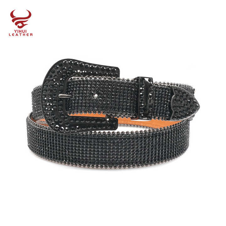 Inspired Designer Belts Strap With Sparkles Leather Shiny White Rhinestone Bling Bling Beaded Belts - 图片 5