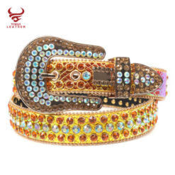 Bling Western Diamond Belt Young Men Big Buckle Colourful Gold Alligator Skin With Stones Belt Boys BB Simon