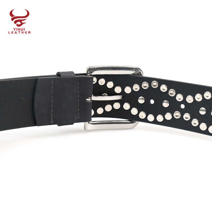 Designer Pin Buckle Bling Bling Mushroom Rivets Pants Belt for Women New Fashion 39mm Width Studded Turquoise Rhinestone Belt - 图片 6