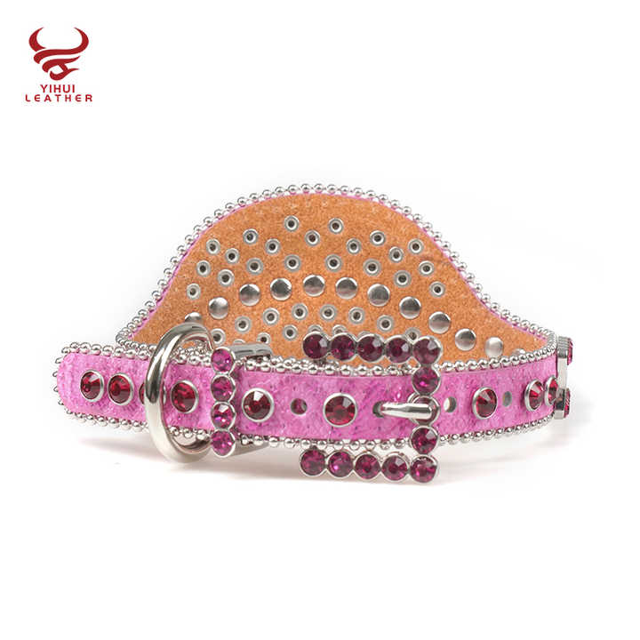 Custom Designer Rhinestone Belt Crystal Pet Collar Dog Saliva Towel Blingbling Leather Rhinestone Dog Collars - 图片 2