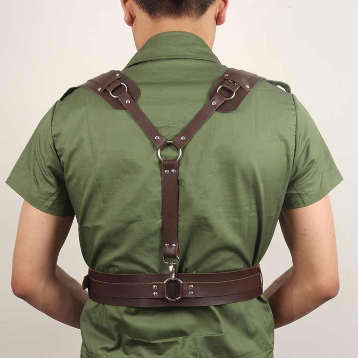 Custom Clubwear Costume Tops Chest Body Bondage Adjustable Punk Chest Belt Rave Costume Sexy BDSM Leather Harness Belt Man - 图片 4