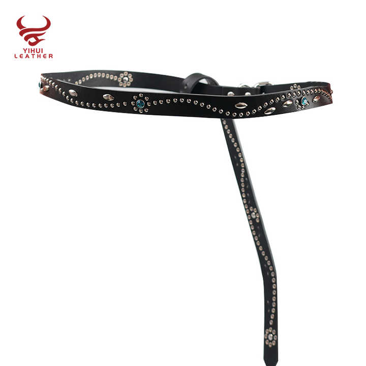 Custom 2025 New Designer Studded Flower Belts Top Grain Leather Pants Belt Women Novelty Studded Rivets Belts with Roller Buckle - 图片 2