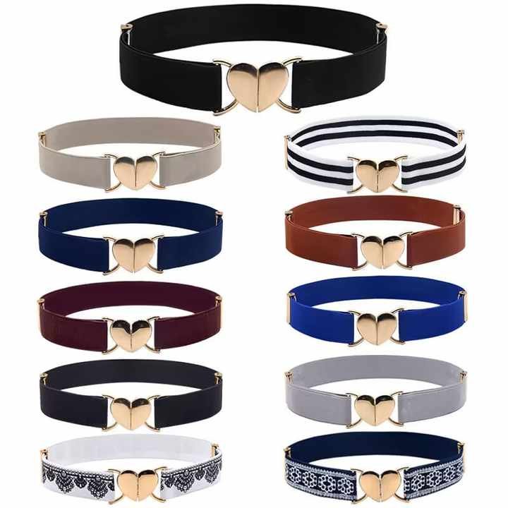 Designer Stretch Adjustable Belts for Girls Boys Back to School Supplies Heart Buckle Elastic Strength Belts for Kids Students - 图片 6