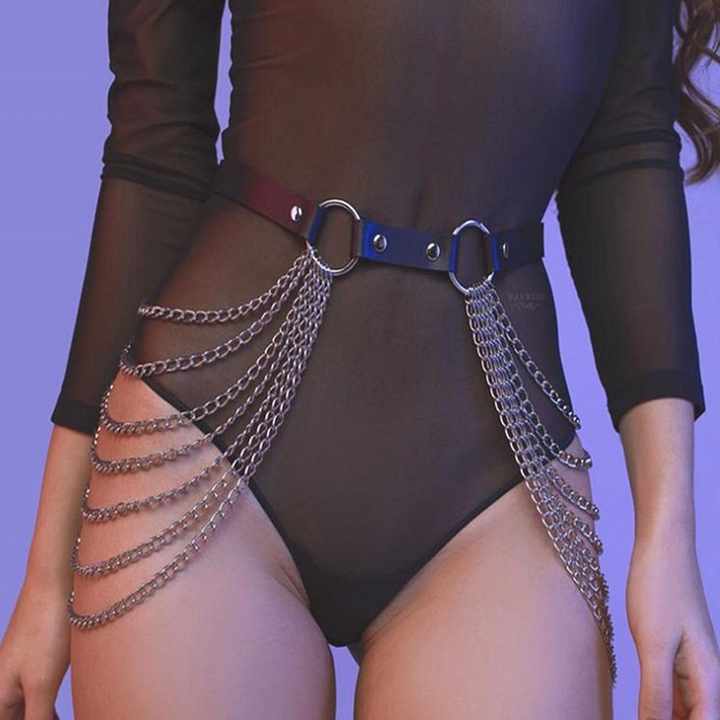 Erotic BDSM Sex Toys for Couples Leather Leg Bondage Body Harness Lingerie Goth Belt for Women - 图片 2