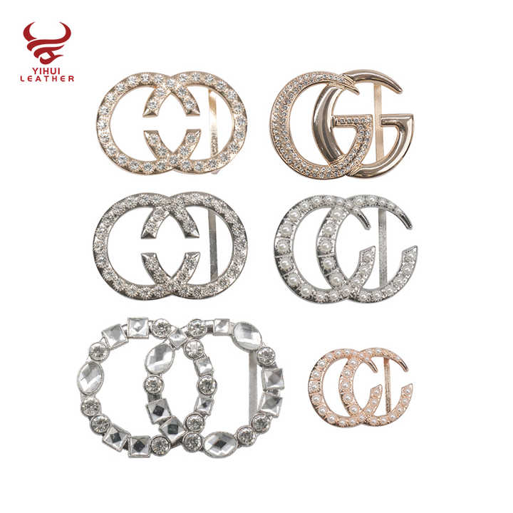 Beautiful Elegant Fashion Custom Crystal Diamond Double C 30mm Metal Rhinestone Buckle for Women - 图片 4