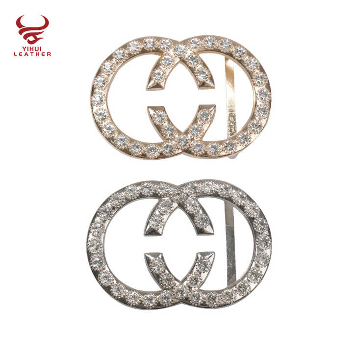 Beautiful Elegant Fashion Custom Crystal Diamond Double C 30mm Metal Rhinestone Buckle for Women - 图片 5