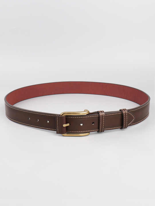 Classic Designs Heavy Stitch Faux Leather Belt for Work Business Pin Buckle Workwear Double Row Stitch PU Leather Belt for Men - 图片 6