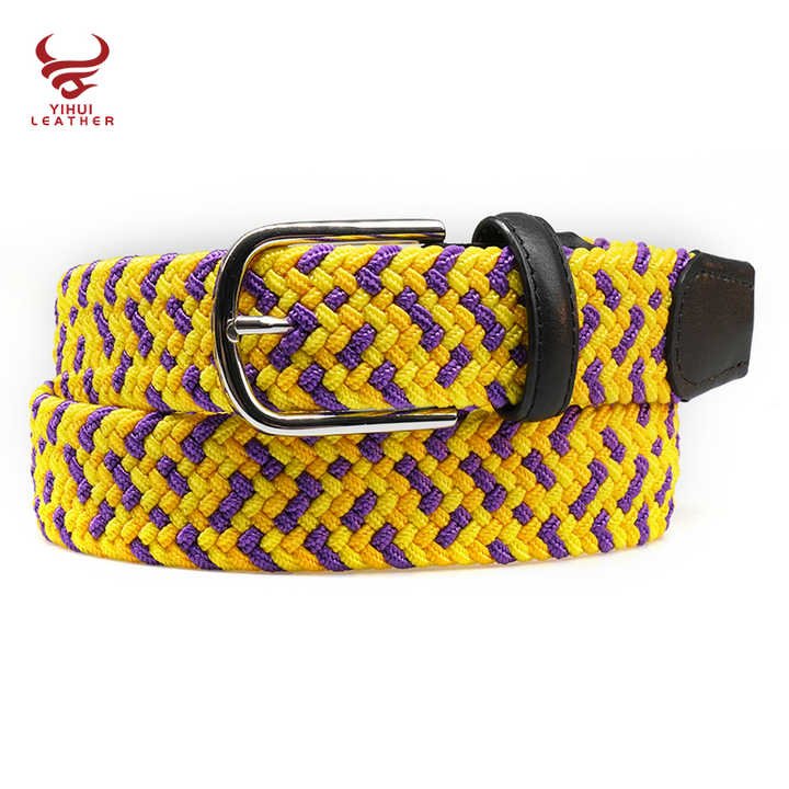 Factory Custom Fashion Casual Waist Woven Belt Braided Belt Knit Men Fabric Elastic Needlepoint Belt for Adult - 图片 3