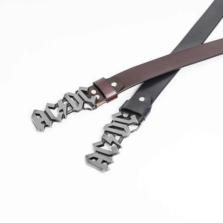 Hot Sale Genuine Cowhide Leather Straps Customized Logo Belt Luxury Black Zinc Alloy Letter Buckle Belt for Men - 图片 2
