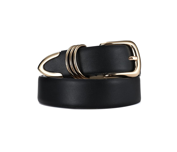 Fashion Ladies Belts for Pants Dresses Faux Leather Pin Buckle PU Belt 3 D Rings Buckle PU Leather Belt for Women Jeans Dress - 图片 3