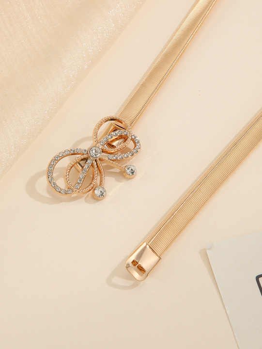 Luxury Lady Dress Skinny WeddingThin Belts Elastic Strength Waist Belt Gold Metal Body Chains Belt for Women Girls - 图片 2