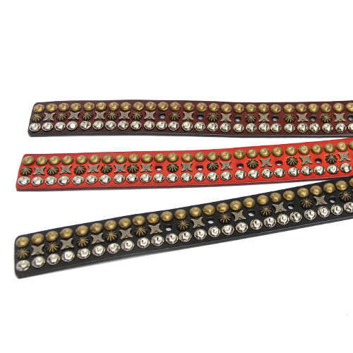 Custom High Quality Genuine Leather Punk Goth Men Waist Belt Wholesale Designer New Fashion Studded Metal Conical Belt for Adult - 图片 6