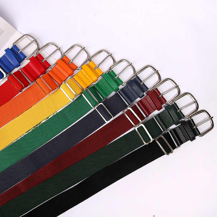 Multiple Colors Adjustable Elastic Uniform Adult Softball Belt One Size Fits Most Elastic Strength Baseball Belt With Leather T