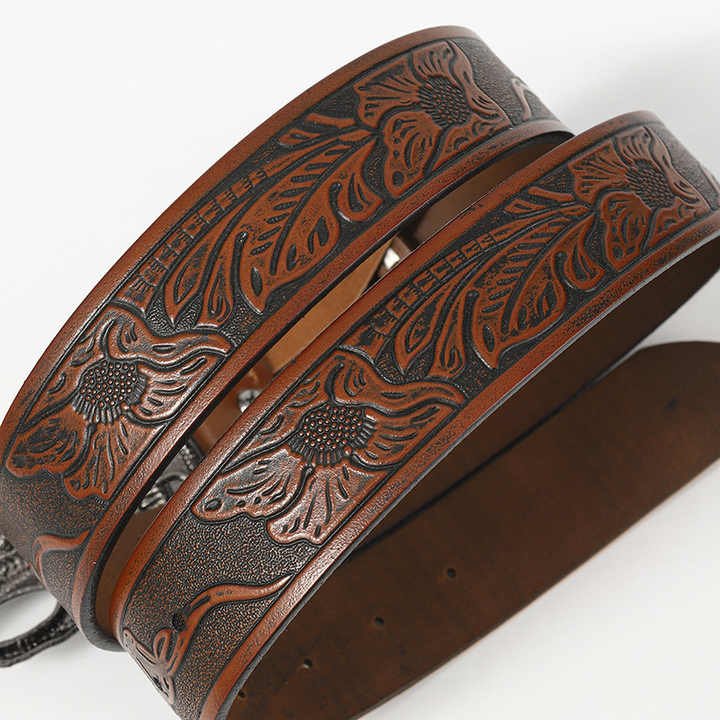 Leather Straps With Gothic Viking Skull Hand Belt Buckle Cowboy Style Genuine Leather Men Belt With Punk Skeleton Hand Belt Buck - 图片 4