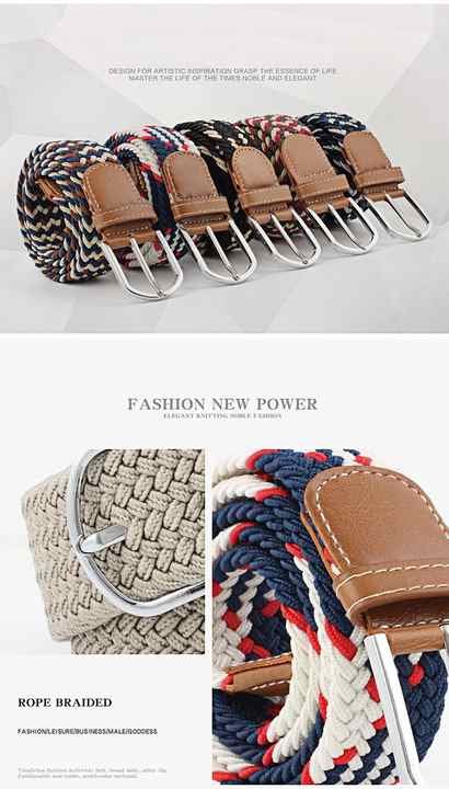 Mix Color Design Cheap Weaving Mens Waist Belts Women Unisex Elastic Strength Braided Woven Jeans Belts for Men - 图片 6