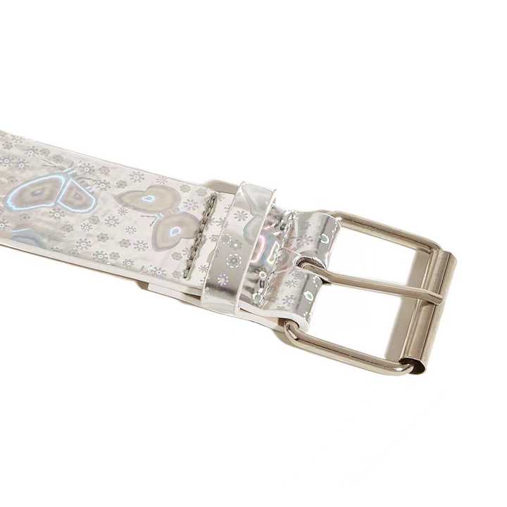 New Lady Dress Rock Style Iridescent Party Belt Goth Punk PU Straps Shiny Laser Leather Purple Butterfly Waist Belt for Girls - 图片 4
