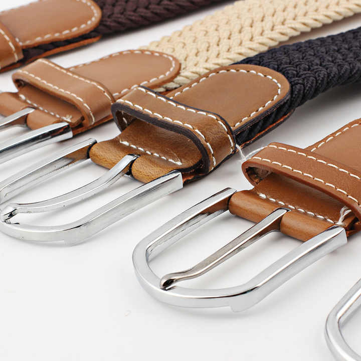 Mix Color Design Cheap Weaving Mens Waist Belts Women Unisex Elastic Strength Braided Woven Jeans Belts for Men - 图片 2