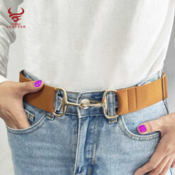 Custom Casual Belts Shinny 2 Inch Bit Clasp Buckle Cheap Horse Rider Elastic Horseback Riding Belts Belt for Women