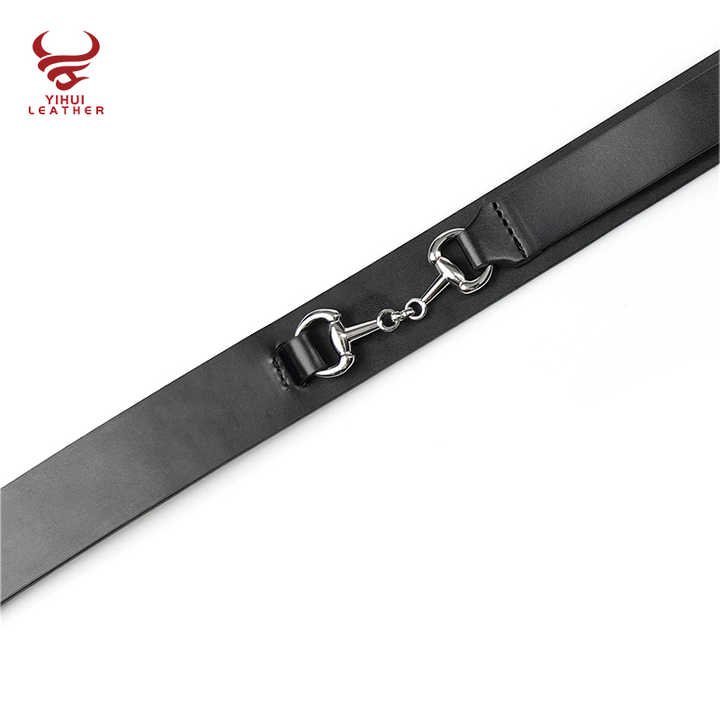 New Style Black 3.4cm Width PU Equestrian Sport Waist Belt With Snaffle Bit Buckle Black Horseback Riding Leather Belt for Women - 图片 2