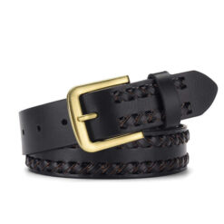 Wholesale Classic Knitting Cow Leather Belt Casual Classic Everyday Leather Belt Business Men Trouser Belt With Brass Buckle
