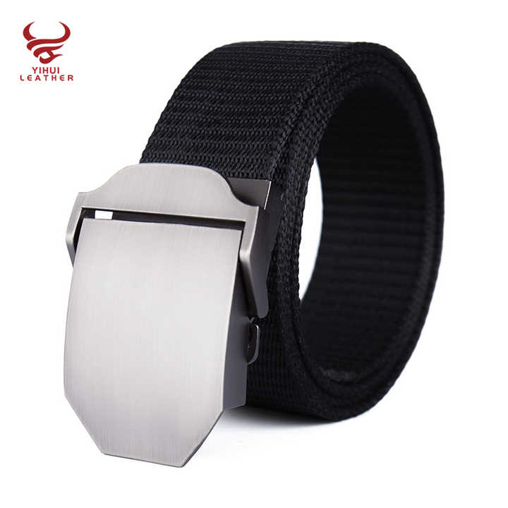 Glossy Laser LOGO Canvas Thickened Nylon Belt Boys Automatic Belt Buckle Casual Webbing Pants Belt for Man - 图片 6
