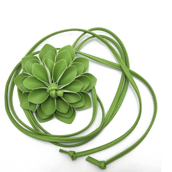 Rope PU Leather Belt for Wedding Dress Female Waistband Skinny Belt Women Girls Big Decor Flower Free Knot Faux Leather Belts - 图片 5