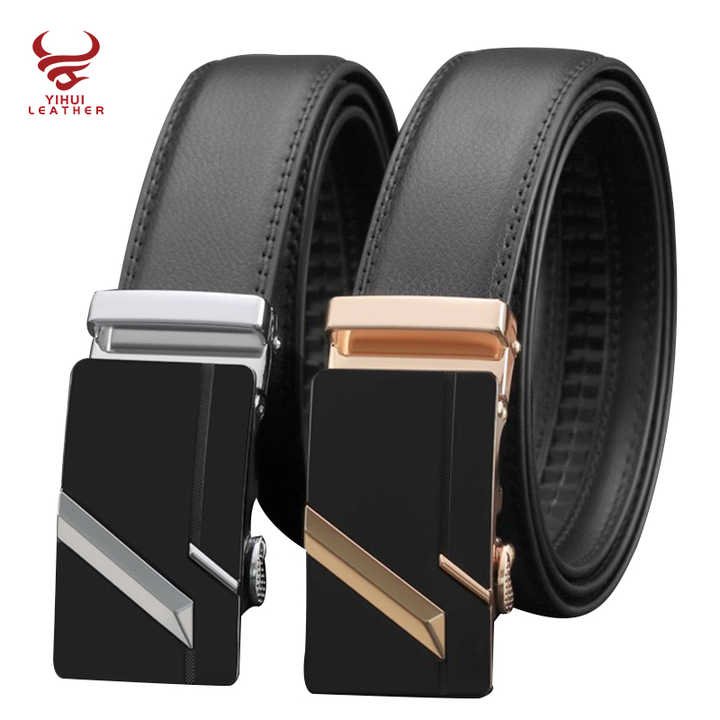 Custom Logo Automatic Ratchet Buckle Brown Genuine Leather Belts Quick Release Metal Buckle Leather Moroccan Belt for Mens - 图片 4