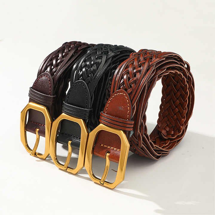 Unisex Genuine Leather Woven Braided Belts New Design Fully Adjustable 100% Leather Braided Belt for Men Women Casual Jeans Golf - 图片 4