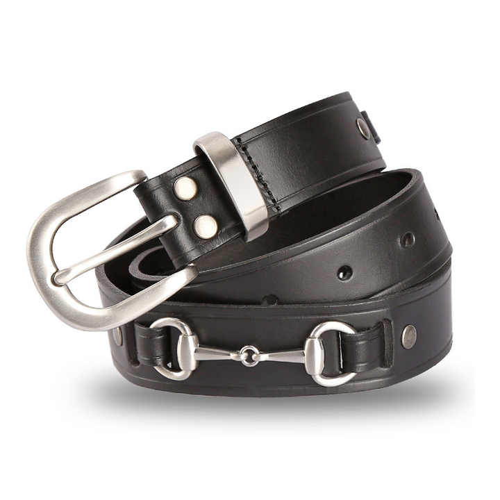 Fashion Casual Vintage Leather Equestrian Belts With Single Prong Buckle Skinny Women Genuine Leather Horses Riding Belt