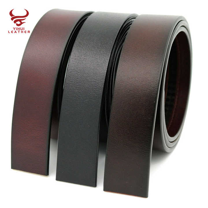Customized Logo Ratchet Genuine Leather Belts Straps Man Automatic Detachable Jeans Belt PU Leather Straps for Men