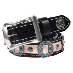 High Quality Pin Buckle Genuine Leather Punk Goth Biker Waist Belt Designer New Fashion Chrome Conchos Studded Belt for Adult