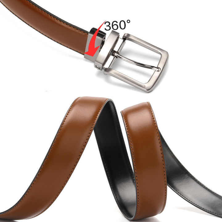 Casual 1.5" Full Grain Leather Man Belts With Single Prong Buckle Buckle Double Style 100% Real Leather Reversible Belts for Men - 图片 4