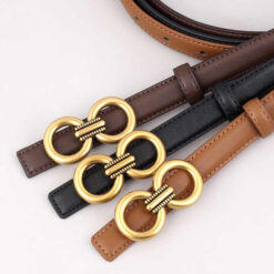 Newest Pin Buckle Thin Genuine Leather Straps Multiple Styles Skinny Adjustable Cowhide Leather Patent Leather Belt for Ladies