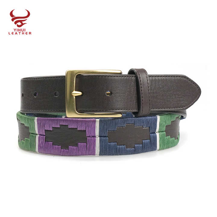 Custom Sport Full Grain Belts Boys Emboss Genuine Leather Riding Equestrian Argentinian Embroidery William Polo Leather Belt Men - 图片 4