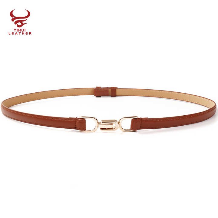Customized Women Belt Skinny Adjustable Thin Chains Belt Pu Leather Retro Style Pin Buckle Faux Leather Waistband Belt for Girls - 图片 5
