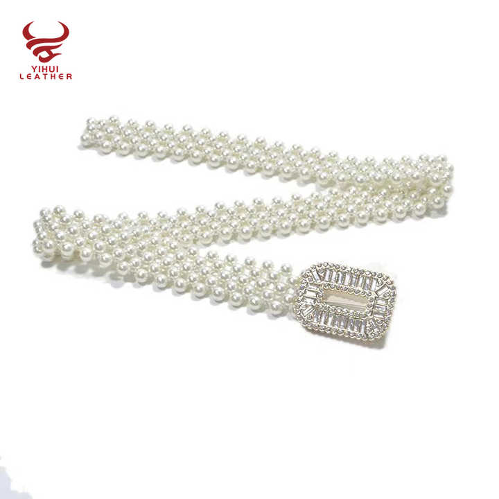 Fashion Women Pearl Waist Belts Elastic Strength Crystal Pearl Belts Women Elastic White Pearl Chain Belt for Girls Dress - 图片 4