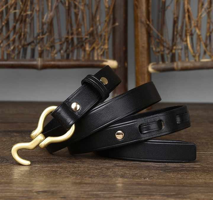 Wholesale Fashion Girls Genuine Leather Waist Belt With Hook Buckle Retro Cowhide Leather Strap for Women - 图片 4