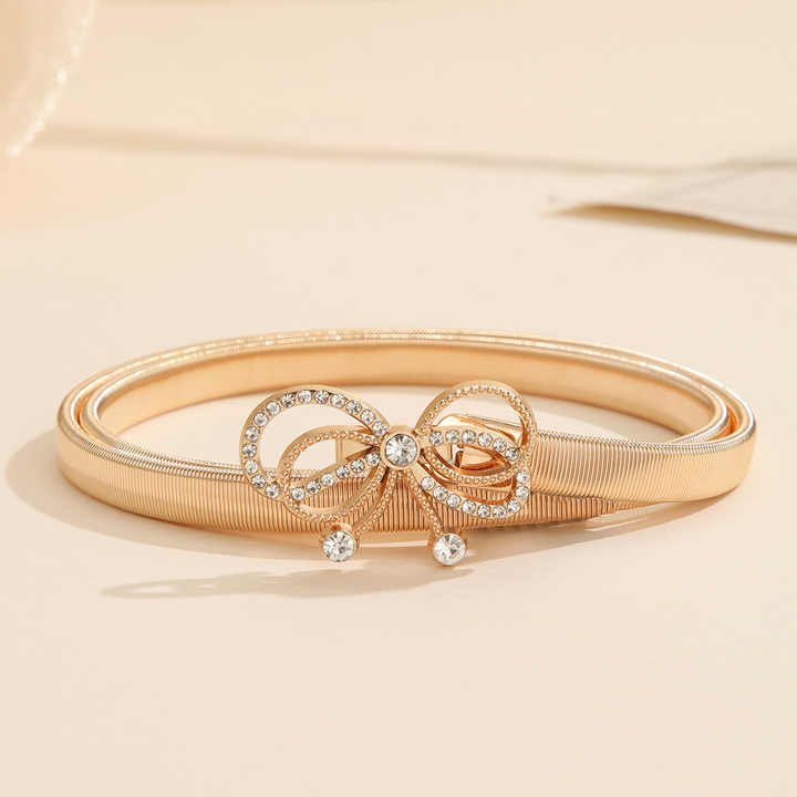 Luxury Lady Dress Skinny WeddingThin Belts Elastic Strength Waist Belt Gold Metal Body Chains Belt for Women Girls