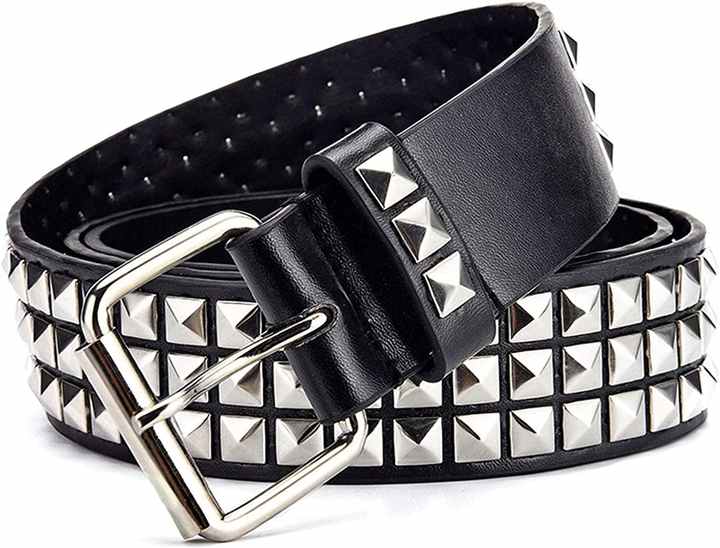 Wholesale Metal Punk Rock Rivet Belt With Bright Pyramid PU Leather Threads Studded Black Goth Belt Strap for Women Men - 图片 3