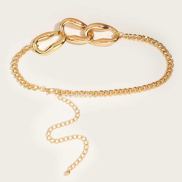 New Fashion Western Cowgirl Big Round Chains Belt Waist Belt for Women Dresses Punk Metal Golden Chain Belt for Ladies Girls - 图片 2
